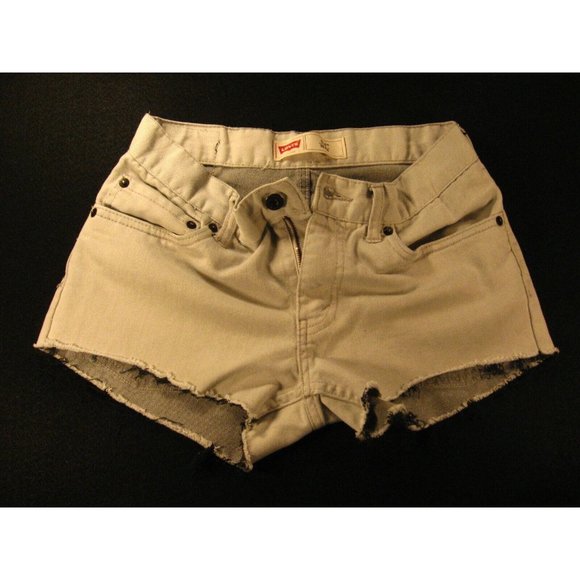 LEVI'S 511Slim JEANS SHORTS Juniors 16Reg Cut Off Low Rise Distessed GRAY Denim - Picture 1 of 11